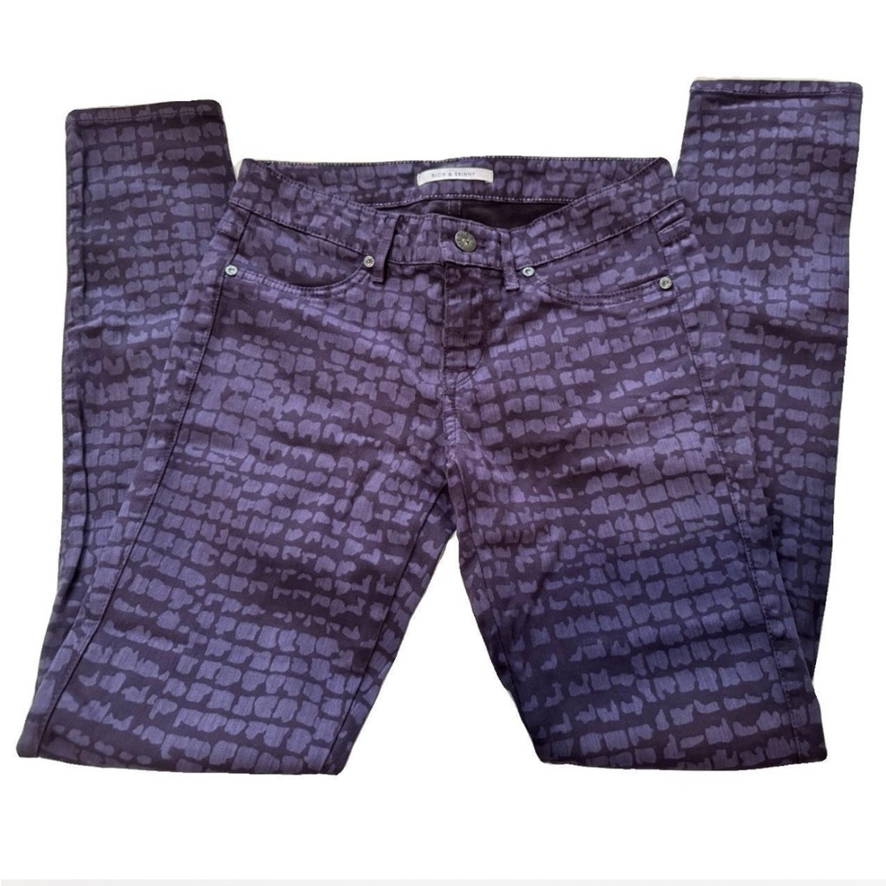 Rich & Skinny Dark Purple Patterned Jeans